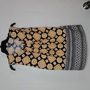 Uniti Stretch Pattern Pleated Sleeveless Blouse Top Size S